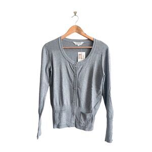 Current Fashion Collection Cardigan Fine Knit Button Up Grey Women's S NWT